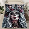 thumbnail image 2 of jejeloiu Gothic Horror Art Bed Sheets,Dark Aesthetic King Sheets,Spooky Halloween Sheet Set For Girls Boys,Luxury Bedroom Decor,4-Piece, 2 of 7