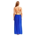 thumbnail image 2 of YiZYiF Women's Belly Dance Costume Halter Crop Top with Sequin Tassel Split Mesh Long Skirt 2Pcs Set Blue A L, 2 of 7