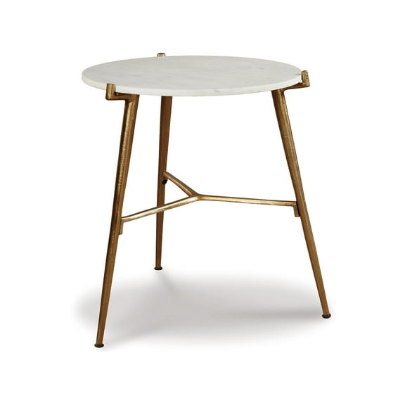 Signature Design by Ashley Contemporary Chadton Accent Table  White/Gold Finish