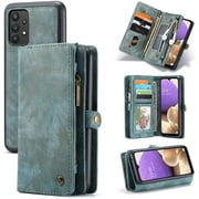 HAII Wallet Case for Samsung A32 5G [Not fit A32 4G],Premium Leather Zipper 11 Card Slot Multifunction Wallet Leather