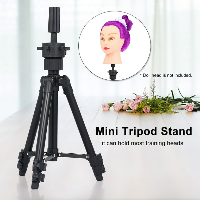 Wig Stand Tripod Adjustable Mannequin Head Stand with Foot Panel