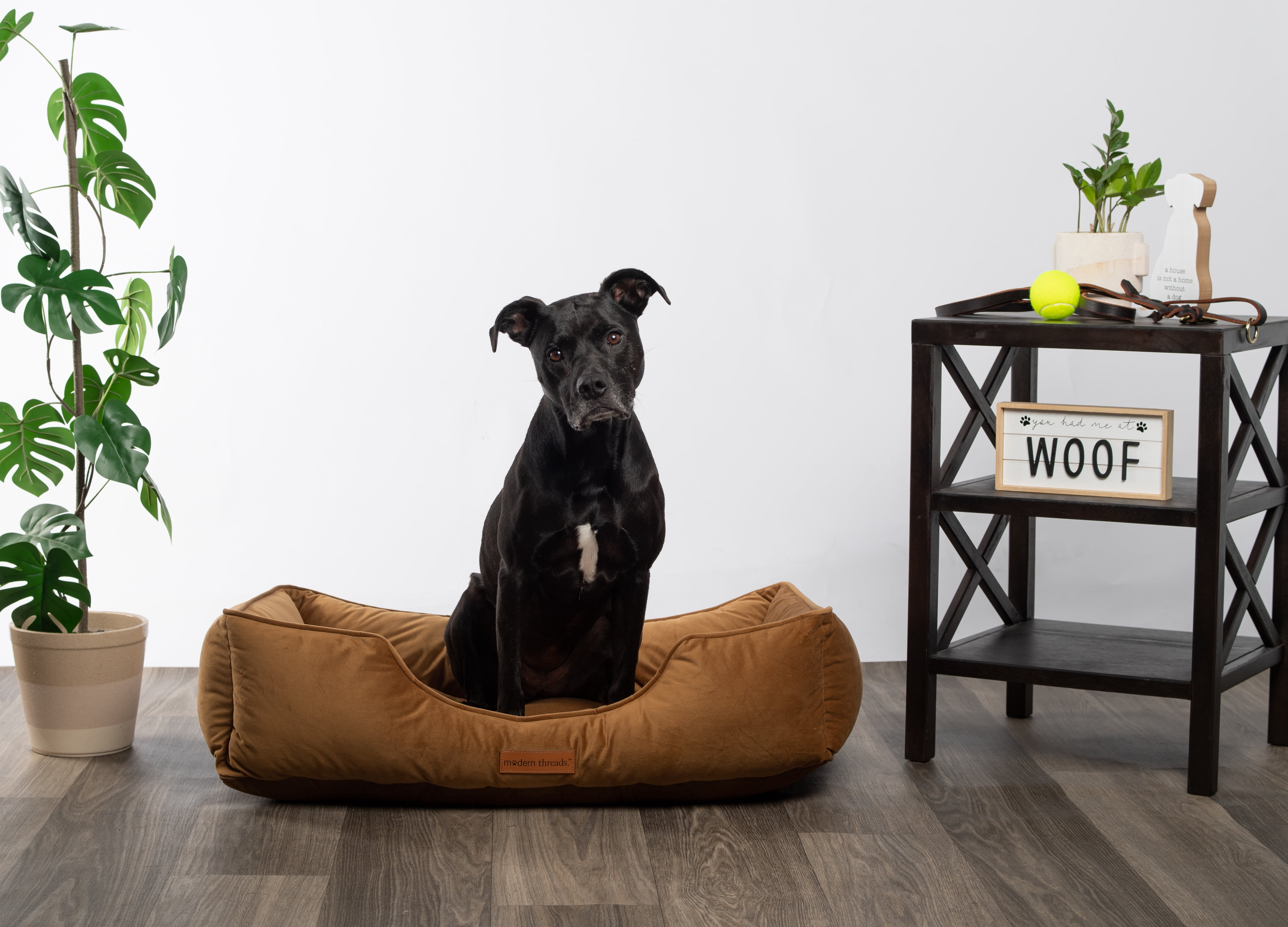 Modern Threads Large Luxury Velvet Tufted-Style Dog Bed, Caramel