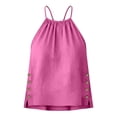 thumbnail image 3 of WRFWUL Cotton Linen Tank Tops for Women Casual Side Button Shirts Summer Halter Tee Loose Sleeveless Camisole Pleated Top, 3 of 7