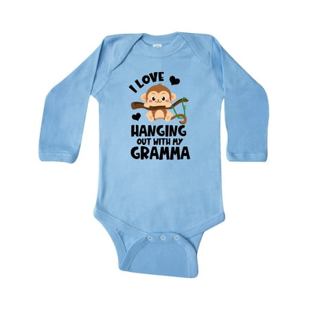 

Inktastic Monkey I Love Hanging out with My Gramma Gift Baby Boy or Baby Girl Long Sleeve Bodysuit