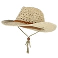 thumbnail image 1 of POINTERTECK Men Women Retro Western Cowboy Riding Hat Leather Belt Wide Brim Cap Hat, 1 of 2