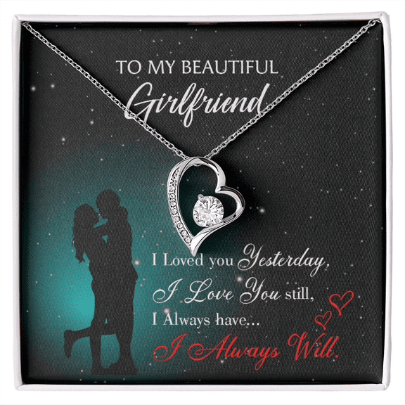 To My Girlfriend I Love You Forever Forever Necklace w Message Card