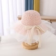 thumbnail image 4 of 56-58cm hat circumference women's mesh bow lace sun hat sunscreen beach sunshade straw hatpink, 4 of 5