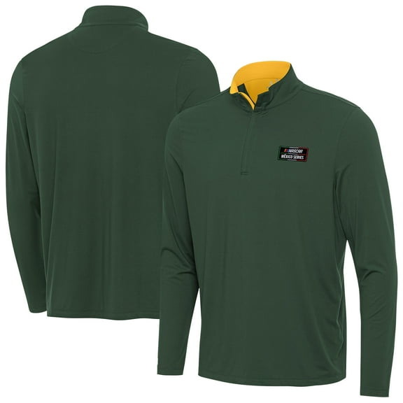 Men's Antigua Hunter Green NASCAR Mexico Series Race Content Quarter-Zip Jacket