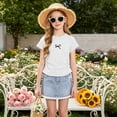 thumbnail image 5 of Gubotare Girl Clothes Girl's Crop Top Graphic Tee Summer Round Neck Short Sleeve Pattern T Shirts (White,5-6 Years), 5 of 8