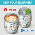 thumbnail image 4 of Floral 12oz Stainless Steel Insulated Wine Tumbler with Lid and Straw – Double Wall Vacuum Mug for Hot & Cold Drinks, 304 Steel Interior, Sweat-Free Design,Thanksgiving,Christmas, Spring,Flower, 4 of 5