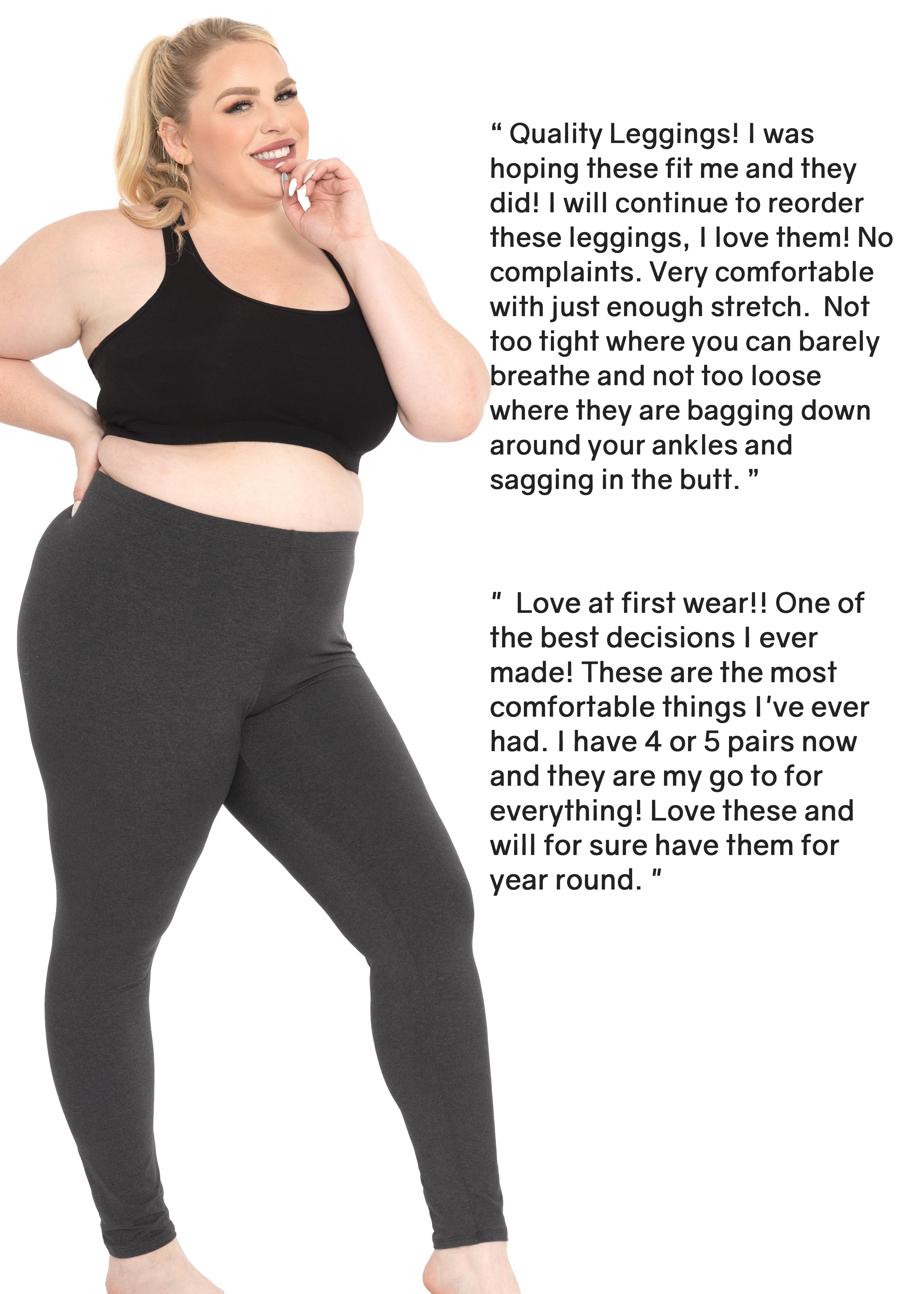 STRETCH IS COMFORT Women's Plus Size Leggings - Knee & Full Length | 95% Cotton 5% Spandex | X-Large To 7X