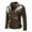 Brown, variant on Men's Cardigan Zip-Up Jacket Winter Long-sleeved Leather Motorcycle Jacket Zipper Coat Hoodless Faux Leather Outwear Jackets