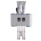 thumbnail image 1 of Soporte para cepillos de dientes de pared sin taladro, dispensador de pasta de dientes y ranuras multifunción para baño, 2 exprimidores de pasta de dientes con 4 tazas, 1 of 4