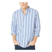 NAUTICA Mens Light Blue Striped Collared Dress Shirt M