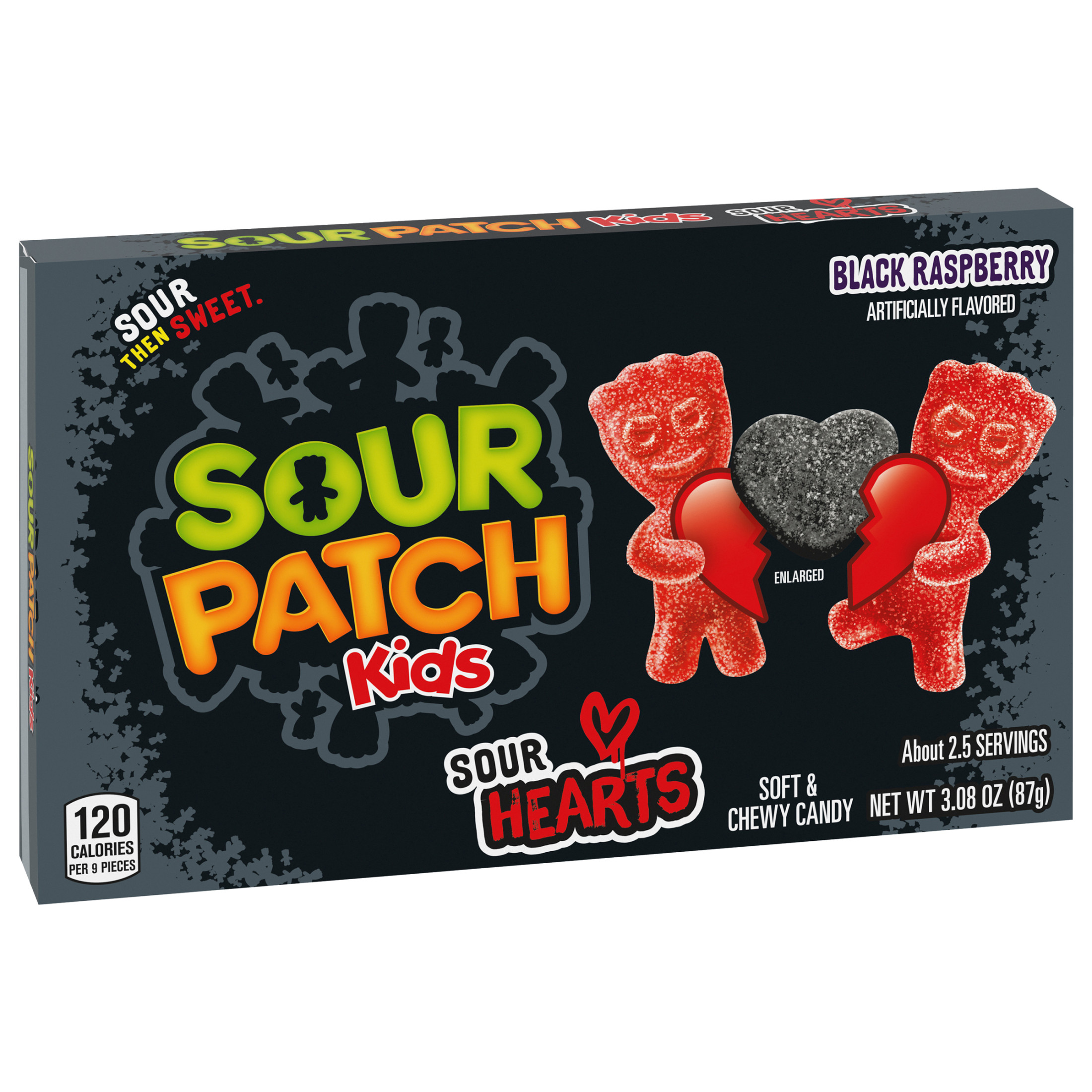 SOUR PATCH KIDS Sour Hearts Black Raspberry Soft & Chewy Candy, Valentines Candy, 3.08 oz - image 2 of 10