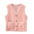 thumbnail image 5 of Aloohaidyvio Jackets Womens Fleece Vests Button Warm Sleeveless Fall Fuzzy Jackets Winter Soft Outerwear with Pockets, 5 of 6