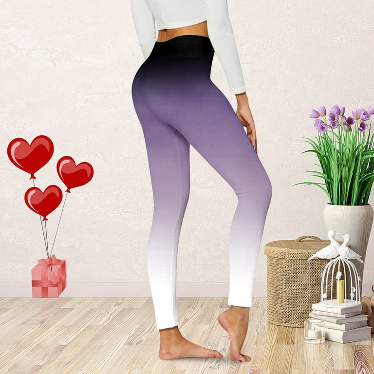 Aayomet Womens Leggings Gradient Print Casual Comfortable Home Leggings  Boot Pants (Purple, S)
