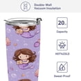 thumbnail image 4 of 20oz Stainless Steel Tumbler with Straw, Double Wall Insulated Travel Tumbler Purple Adorable Mermaid, 4 of 7