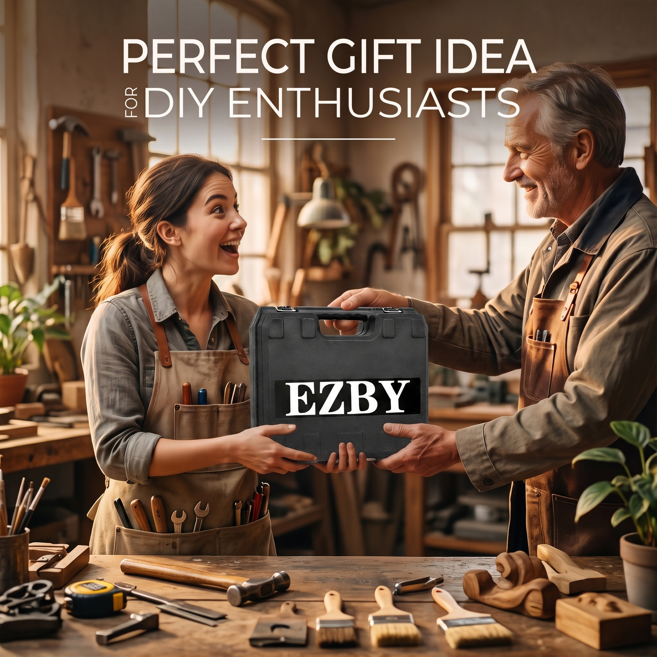 EZBY 21V Cordless Drill Set with 2 Batteries and 96 Pieces photo 3