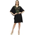 thumbnail image 2 of Bimba Women's Aari Work Black Kaftan Dress Beach Cover Up Rayon Short Caftan-18, 2 of 5