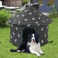 thumbnail image 5 of Outdoor Feral Cats Warm House, Waterproof Washable Winter Warm Pet Supplies Furniture Bed Cave Foldable Stray Cats Shelter Pet House Kennel Round l Size black, 5 of 6