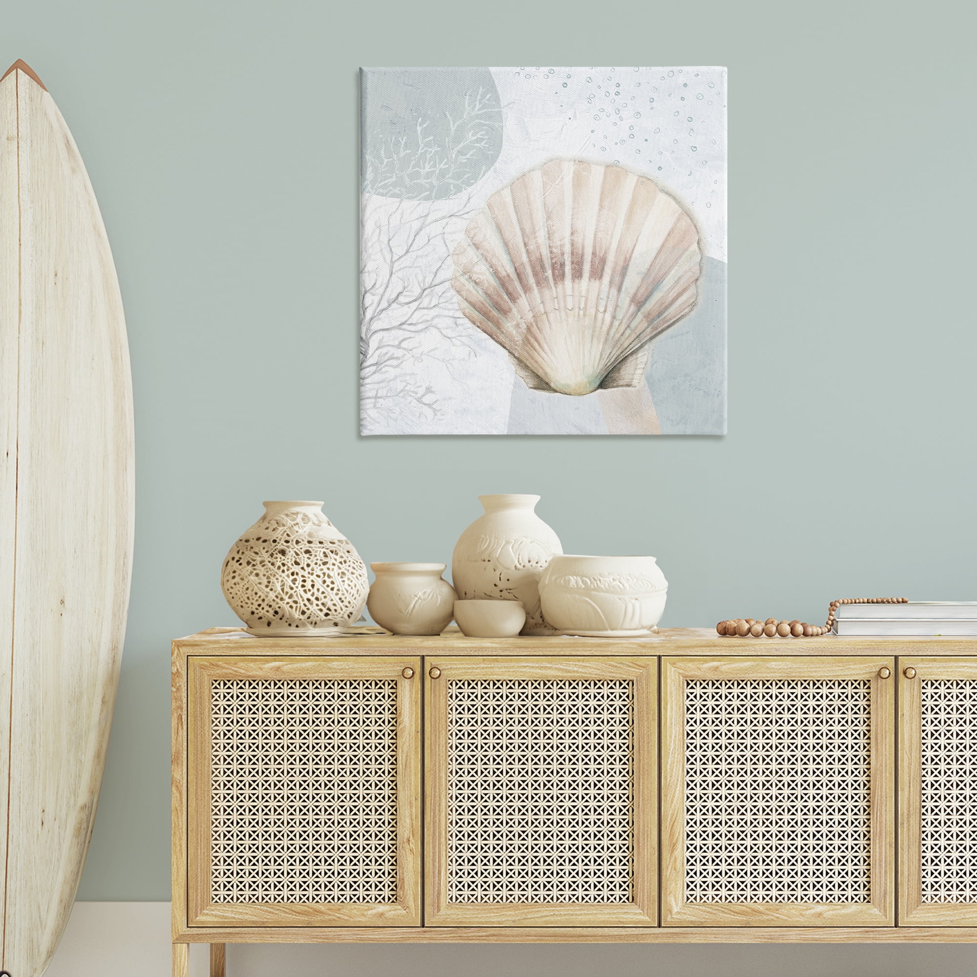 Stupell Industries Seashell Circle Pattern Coastal Painting Gallery Wrapped Canvas Art Print Wall Art, 36 x 36
