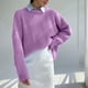 thumbnail image 4 of Puntoco-suéter de punto para mujer, suéter holgado de cuello redondo, Color sólido, manga larga, estilo perezoso, liquidación de Navidad Puntoco Puntoco-3059, 4 of 7