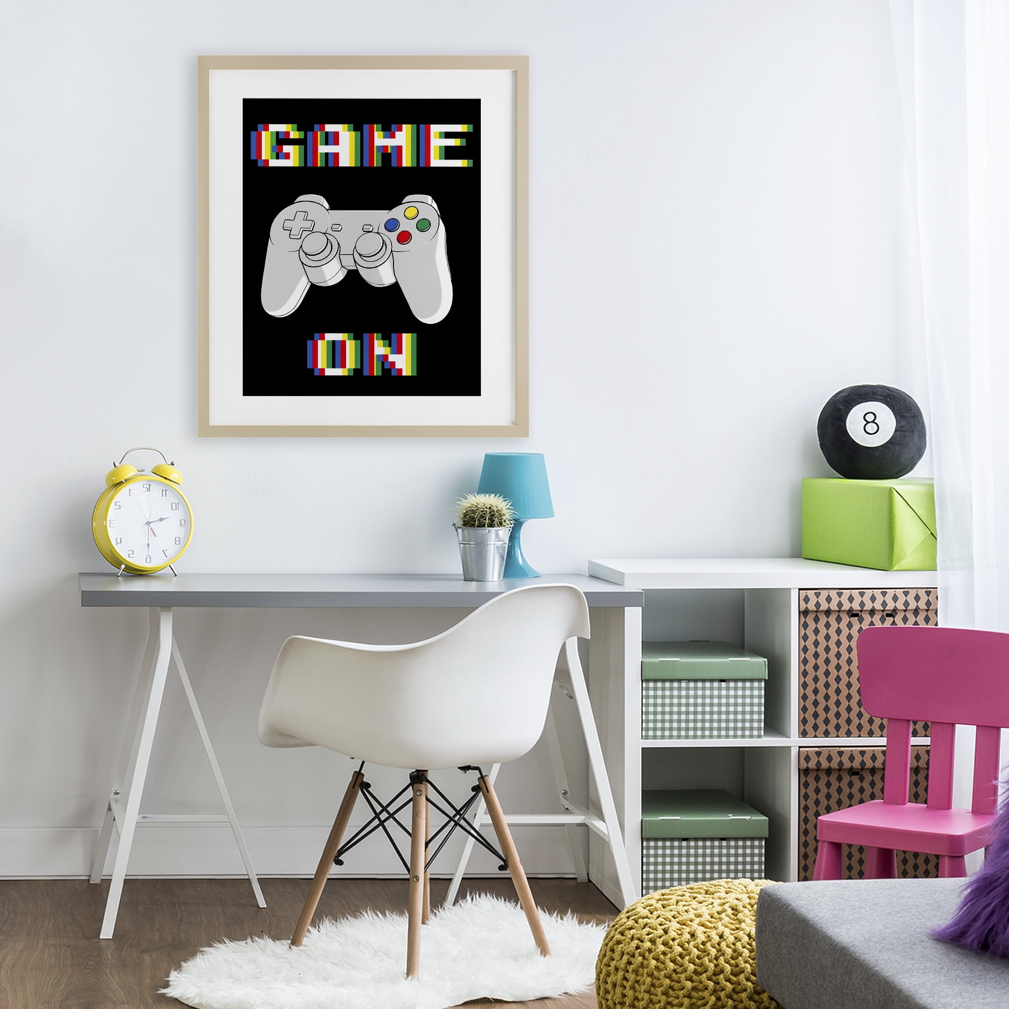 Stupell Industries Colorful Digital Game On Birch Framed Print Under Glass, design by Marcus Prime