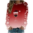 thumbnail image 2 of FDGIU Women's Christmas Graphic Tunic Tops - Soft Long Sleeve Crewneck Blouses with Xmas Tree Prints, Holiday Party Tees, 2 of 5