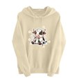 thumbnail image 2 of Aimik Cute Graphic Hoodies Sweatshirts for Women Fall Winter Drawstring Cow Print Pullover Tops Womens Loose Comfy Clothes with Pocket, 2 of 5