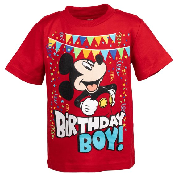 Camiseta Disney Mickey Mouse Birthday Boy roja para niños pequeños 7-8