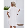 thumbnail image 6 of jinghuiyue Womens Swimsuit Cover Up Shirt Dress Button Down Short Sleeve Beach Bathing Suit Coverup L, 6 of 7