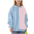 thumbnail image 2 of YUNAFFT Kids Fleece Sweatshirt 2-14Y Color Block Print Crewneck Pullover Warm Casual Outerwear, 2 of 6