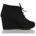thumbnail image 3 of City Classified Rex Women's Lace Up Faux Leather Ankle Wedge Boots, 3 of 5