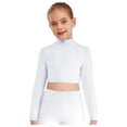 thumbnail image 2 of iixpin Big Girls Hip Hop Streetwear Sparkling Jazz Dance Crop Tops Mock Neck Cheerleading Dancing Clothes White 16, 2 of 6