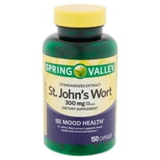 Spring Valley Standardized Extract St. John's Wort Mood Health Dietary Supplement Vegetarian Capsules, 300 mg, 1150 Count