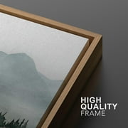 IDEA4WALL Framed Canvas Print Wall Art Set of 3 Misty Mountain & Lake View Illustration Print Watercolor Abstract Forest Serene Modern Digital Art Minimal Chic for Home Decor - Natural 24x36x3