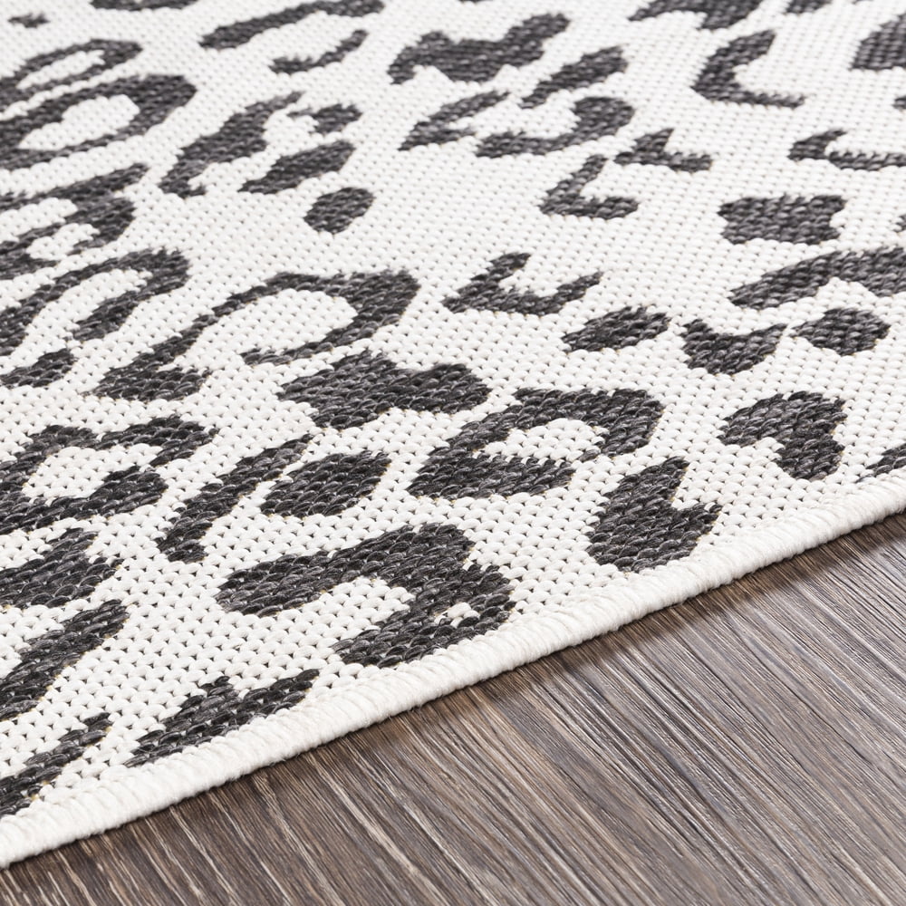 Livabliss Outdoor Rugs, 7ft Round Eagean Modern Black Square Area Rug for Patio, Porch, Deck, Backyard, Waterproof Indoor Outdoor Carpet (6'7" x 6'7")