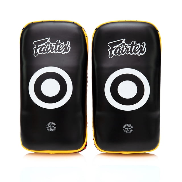 Fairtex Curved MMA Muay Thai Pads for Punching, Blocking, Kicking,Punch, Hitting |Light Weight & Shock Absorbent Boxing Mitts | Extra Padding for Sparring - Black/Yellow(Thick, Pair)