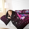 thumbnail image 3 of Castle Fairy Baseball Glove Bat Twin Bedding 7-Piece, Ice Cream Stripes Bedding Comforter Set, Pink Magenta,Black Reversible, 3 of 7