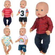 K.T. Fancy 5 Sets 15-18 Inch Doll Clothes Outfits Casual Wear for 43cm New Born Baby Doll Clothes, 16 Inch Baby Doll Clothes 17 in Boy Doll Clothes 18 inch Doll