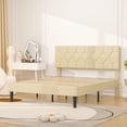 thumbnail image 6 of VECELO Queen Size Upholstered Platform Bed Frame with Button Tufted Headboard, Wood Slat Support, No Box Spring Needed, Beige, 6 of 8