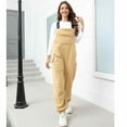 thumbnail image 4 of Womens Fleece Overalls One-piece Bibs Jumpsuits People Dupes Adjustable Suspender Straps Warm Winter Fluffy Fuzzy Ski Pants Casual Loose Fit Rompers with Pockets(M Beige), 4 of 7