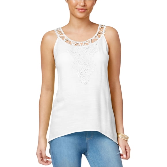 Thalia Sodi Womens Crochet Applique Tank Top, White, Small