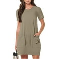 thumbnail image 6 of Jalioing Women's Summer Dresses Fashion Short Sleeve Crew Neck Casual Sundress Vacation Beach Dress with Pocket, 6 of 7