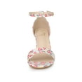thumbnail image 6 of BLISSFUL STEP Women's Shoes Floral Printed Chunky Heel Ankle Strap Open Toe Block Heel Dress Sandals Red Flower 8.5, 6 of 7