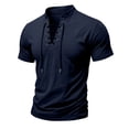 thumbnail image 2 of Fabrcox Mens Short Sleeve Shirts Lace Up V Neck T Shirts for Men Regular Fit Breathable Lightweight Workout Summer Shirt Men XXL, 2 of 7