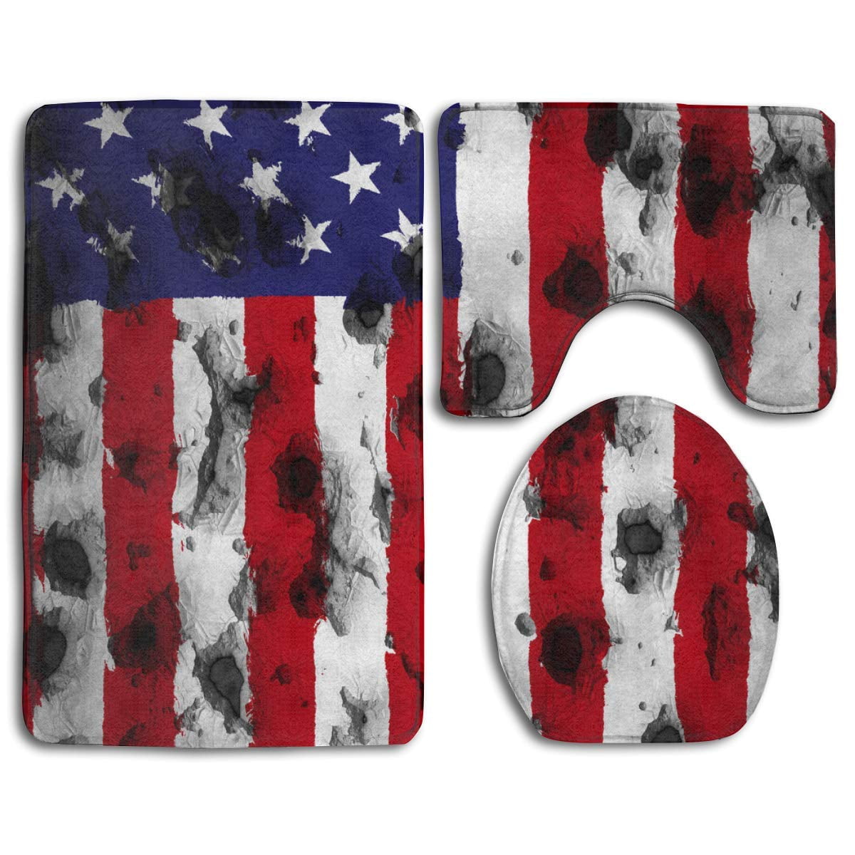 Erehome Watercolor Usa Flag 3 Piece Bathroom Rugs Set Bath Rug Contour Mat And Toilet Lid Cover Walmart Canada