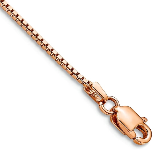 14k Rose Gold .95mm Box Chain Bracelet 8 Inch Link Bracelet for Women and Men - 1.5 Grams