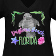 thumbnail image 4 of Inktastic Daytona Beach Florida Cute Swimming Manatee Women's Plus Size V-Neck T-Shirt, 4 of 5